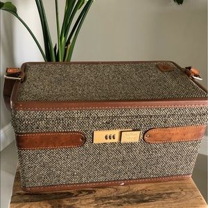 Vintage Hartmann Tweed Train Case Makeup Bag